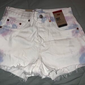 Levi's Women's White Tie-Dye Jean Shorts